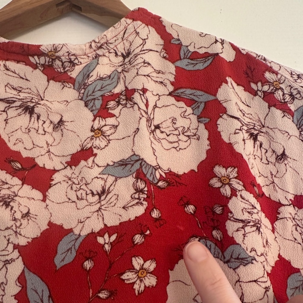 Knox Rose Red Floral Kimono Open Front Cardigan Womens XL/XXL Beach Boho READ - Picture 7 of 7